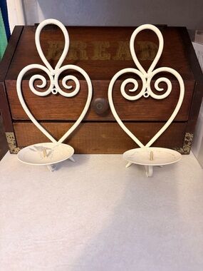 White Heart-Shaped Wall Candle Holders - Set of 2